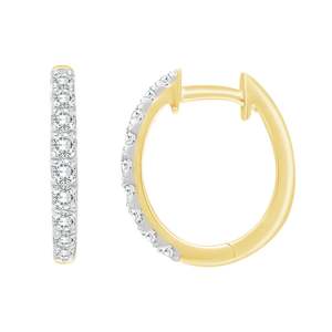 9ct Yellow Gold Lab Grown Oval Huggies .50ct Tdw