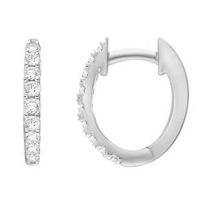 9ct White Gold Lab Grown Oval Huggie Earrings .25ct Tdw