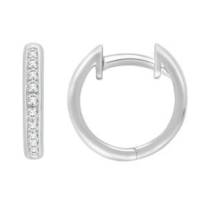 9ct White Gold Lab Grown Huggie Earrings .15ct Tdw