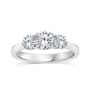 9ct White Gold Round Brilliant Lab Diamond Three Diamond Ring 1.00ct Tdw