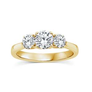 9ct Yellow Gold Round Brilliant Lab Grown Three Diamond Ring 1.00ct Tdw