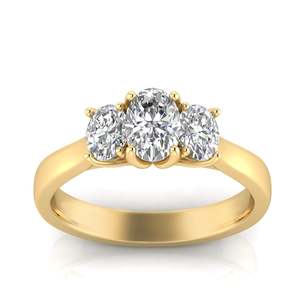 9xt Yellow Gold Oval Lab Grown Diamond Three Stone Ring 1.00ct Tdw