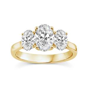 9ct Oval Lab Grown Three Stone Ring 2.00ct Tdw