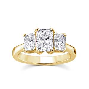 9ct Yellow Gold Lab Grown Radiant Cut Three Stone Ring 2.00ct TDW