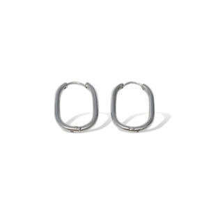 FV Oval Stainless Steel Huggie Hoop Earrings