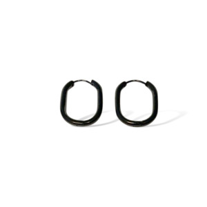 FV Black Oval Huggie Hoop Earrings