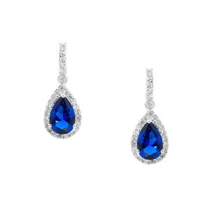 All Jewellery: Ellani Sterling Silver White And Blue CZ Earrings E327DB