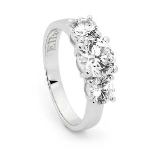 Ellani Sterling Silver 3 Stone  Round CZ  Claw Set Ring R432