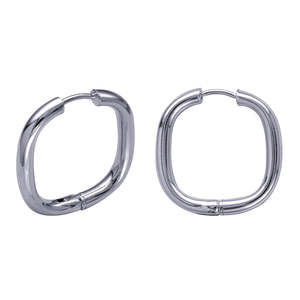 All Jewellery: Sterling Silver Square Shaped Huggie Hoop Earrings