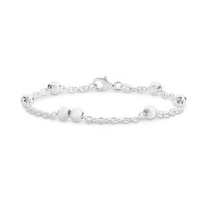 Bracelets Bangles: Sterling Silver Chain And Ball Bracelet