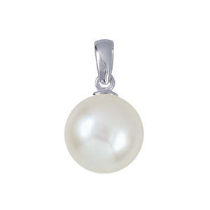 Silver Jewellery: Sterling Silver 10mm White Freshwater Pearl Pendant