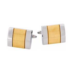 Polished Stainless Steel & Brushed Ion Plated Yellow Gold Cufflinks