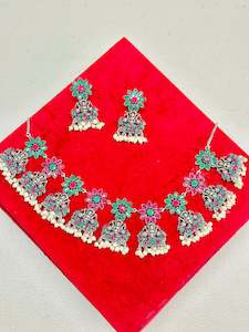 Oxidised necklace set with earrings