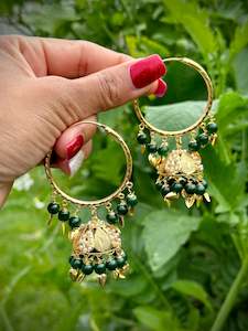 Green Waliya earrings in pipal Patti