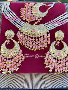 Traditional Jewellery %E0%A8%AA%E0%A9%B0%E0%A8%9C%E0%A8%BE%E0%A8%AC%E0%A9%80 %E0%A8%97%E0%A8%B9%E0%A8%BF%E0%A8%A3%E0%A9%87: Light or baby pink pipal patti necklace in Punjabi traditional jewellery