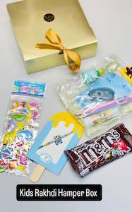 Kids Rakhi Gift Hamper Box - Assorted designs with Toys , Gift, Rakhdi and M&M