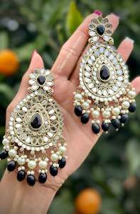 Black Colour Jewellery Options: Black Earrings in Sheesha Mirror