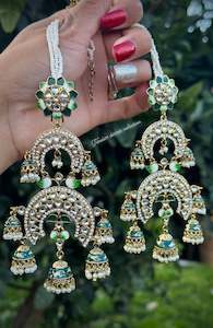 ( Item code E-1) Bottle Green Jhumka Drop statement earrings in Meenakari with k&hellip;