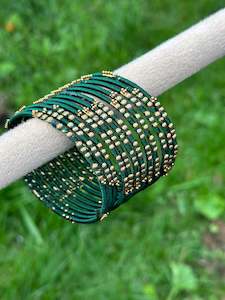 thread bangles in bottle green