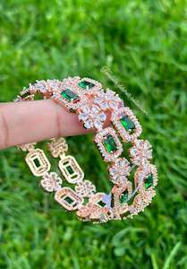 Green American diamond kangan / bangles