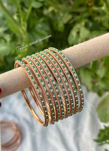 C Green Colour Jewellery Options: Green kangan bangles set