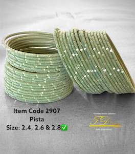 Pista green Plain velvet bangles pack of 36 bangles