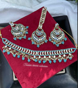 C Sky Blue Colour Jewellery Options: Sky blue or light blue choker / necklace set