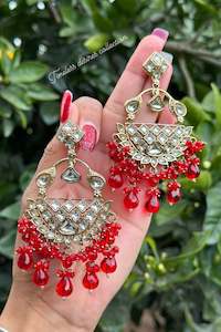 C Red Colour Jewellery Options: Red earrings in kundan 👌