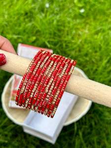 C Red Colour Jewellery Options: GLASS Bangles in red ( Karwa Chauth Special)