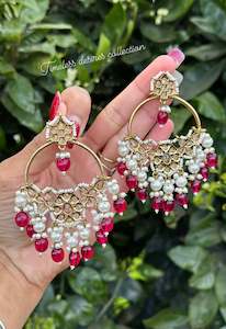 C Hot Pink Colour Jewellery Options: Magenta or dark Pink Waliya earrings in reverse AD