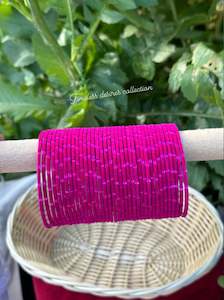 C Hot Pink Colour Jewellery Options: Hot pink Plain velvet bangles pack of 36 bangles