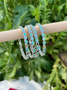 Mint Green Colour Jewellery Options: Pista green mirror Kangan / bangles in silver ( set of 4 )