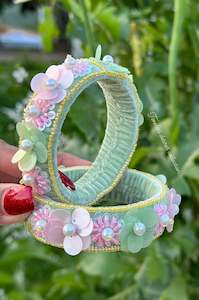 Mint Green Colour Jewellery Options: Multi coloured handmade soft kangan bangles