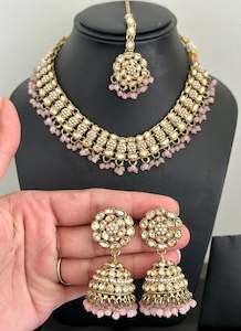 Baby pink necklace set with earrings, Code: E8