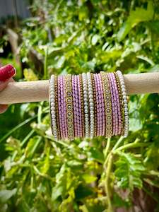 C Baby Pink Colour Jewellery Options: Baby Pink Pearl loaded bangles set ( both hands )