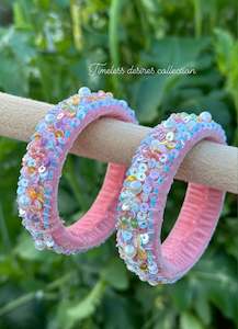 C Baby Pink Colour Jewellery Options: Multi coloured handmade soft kangan bangles