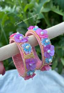 C Baby Pink Colour Jewellery Options: Multi coloured handmade soft kangan bangles