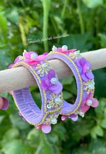 C Purple Colour Jewellery Options: Multi coloured handmade soft kangan bangles