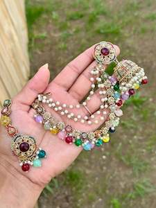 C Multi Coloured Jewellery Options Jewellery: Multi colour bahubali earrings- J24