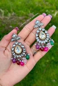 C Multi Coloured Jewellery Options Jewellery: Multi coloured earrings in Kundan