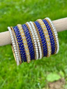 Blue Pearl loaded bangles set ( both hands )