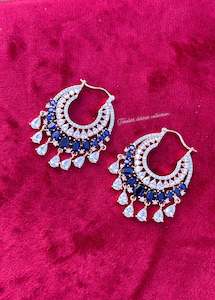 Blue American diamond earrings in rose golden