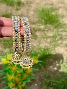 Golden bangles with latkan (set of 2) B4