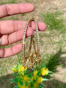 C Golden Colour Jewellery Options: American diamond bangles with latkan (set of 2) B5