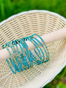 Peacock Colour Jewellery Options: Peacock Blue colour thread bangles
