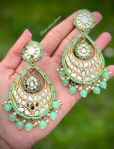 Clearance Sale: Mint green earrings in mirror