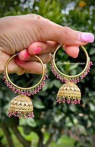 Clearance Sale: Maroon Waliya with Jhumki in reverse AD