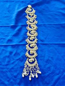 Hair Accessories: Gutt/Choti in kundan, Colour: Golden, (Code:017)