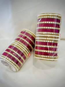 Bridal Chooda Range: Kundan bangles set ( Premium range ) - Colour: Maroon, ( Code: 030 )