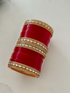 Maroon redish chooda set, ( Code: 3 )